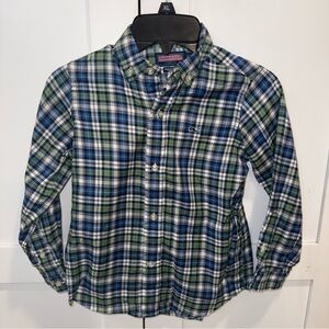 Vineyard Vines toddler Boys Blue & Green Plaid Button-Down Shirt Sz 4T